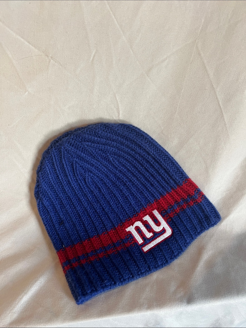 NY Giants Blue & Red Knit Beanie Hat